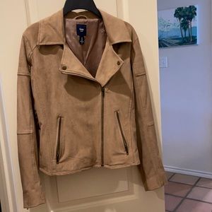 Gap tan sueded moto jacket US size 8 nwot
